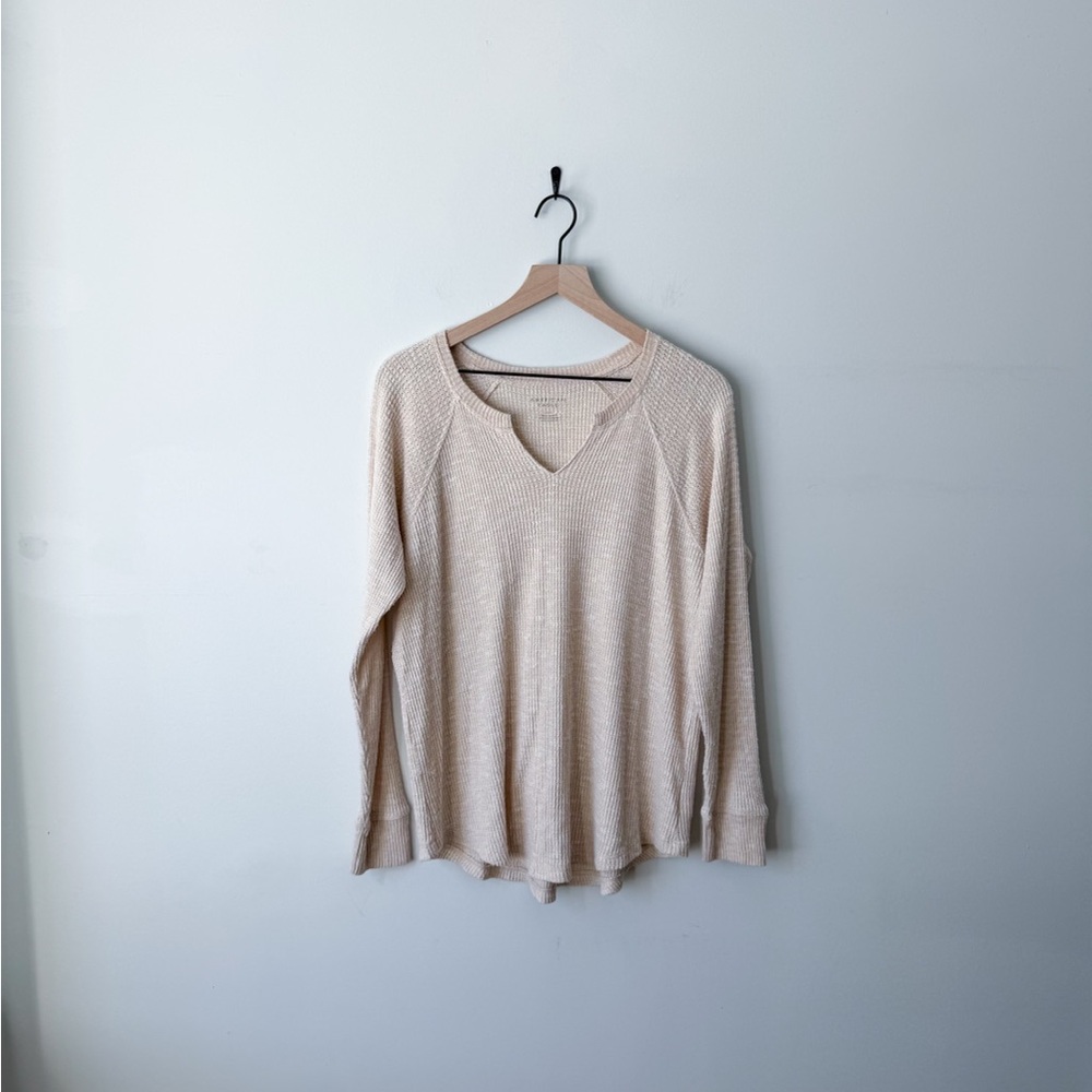 AE Cream Waffle Knit Top